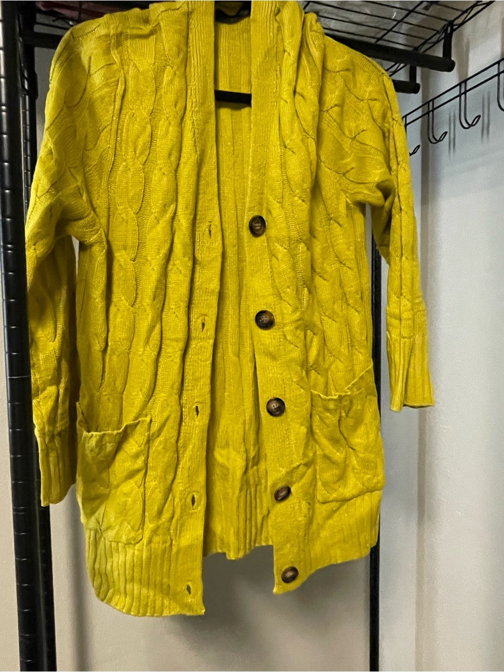 Women’s Cable Knit Button-Front Sweater Cardigan - Yellow